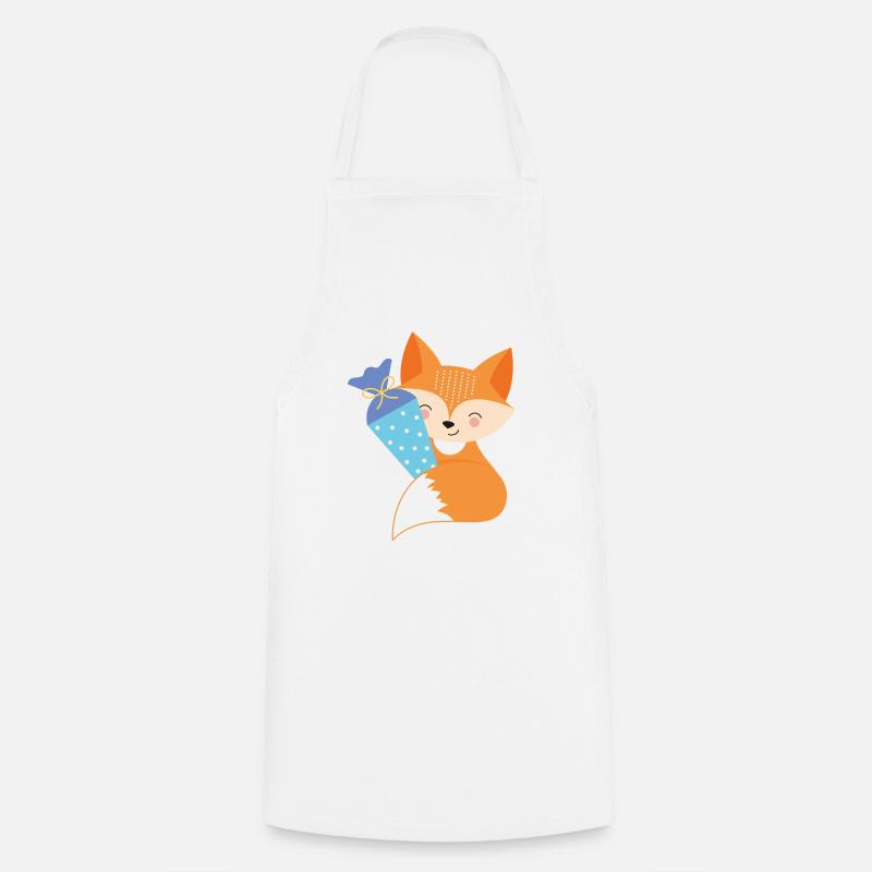 Fuchs mit Schultüte Einschulung - Kochschürze - Weiß