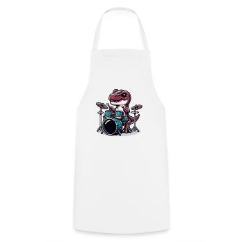 Cool Dinosaur Drummer T-Rex Design - Cooking Apron - white - Front - AI Model Male 185 dark (185cm)