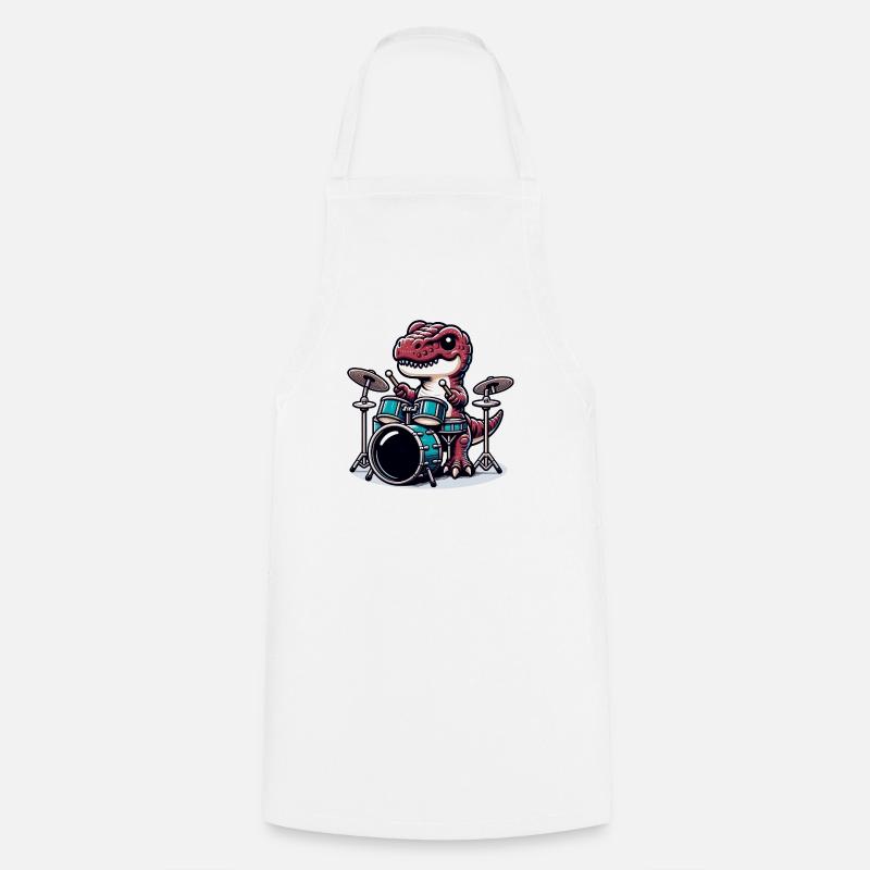 Cooler Dinosaurier Drummer T-Rex Design - Kochschürze - Weiß