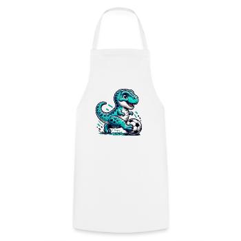 T-Rex Dinosaur Playing Soccer - Cooking Apron - white - Front - AI Model Male 185 dark (185cm)