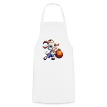 Cute Goat Playing Basketball - Cooking Apron - white - Front - AI Model Male 185 dark (185cm)