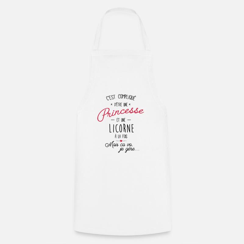princesse et licorne - Tablier de cuisine - blanc