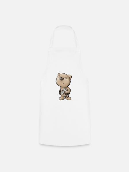 Bärchen mit Stoffhase - Kochschürze - Weiß
