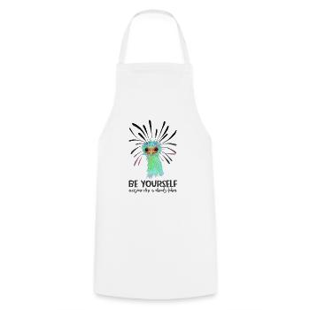 Be Yourself Print | Cute Secretary Bird - Cooking Apron - white - Front - AI Model Male 185 dark (185cm)