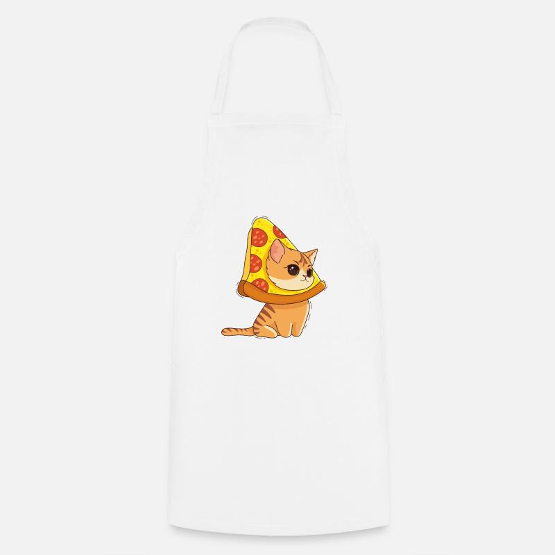 Chat et Pizza - Tablier de cuisine - blanc