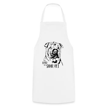 Aimé par un chien Shar-Pei Dog Dog Dicton - Tablier de cuisine - blanc - Devant - AI Model Male 185 dark (185cm)