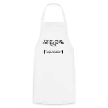 3 out of 4 votes in menem Kopf want to sleep... - Cooking Apron - white - Front - AI Model Male 185 dark (185cm)