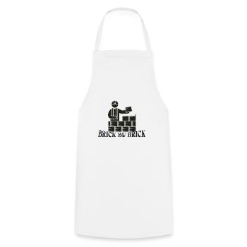 Brick by Brick - Meme Spruch - Kochschürze - Weiß - Vorne - AI Model Male 185 dark (185cm)