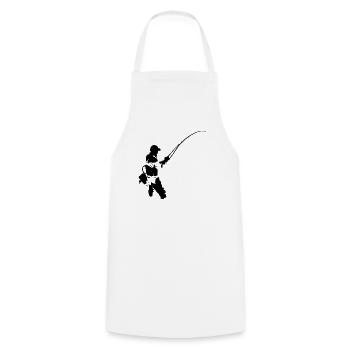pêcheurs à la mouche - imprimé noir - Tablier de cuisine - blanc - Devant - AI Model Male 185 dark (185cm)