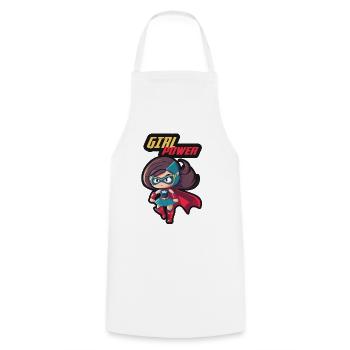 Super-héroïne Girl Power - Tablier de cuisine - blanc - Devant - AI Model Male 185 dark (185cm)