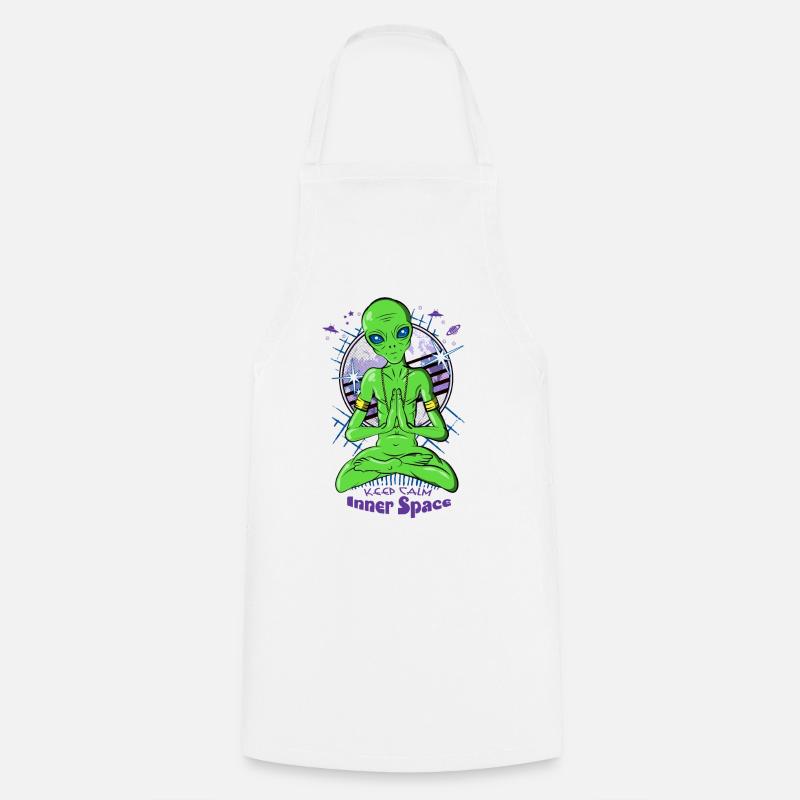 Alien meditation - UFO rest for inner space - Cooking Apron - white