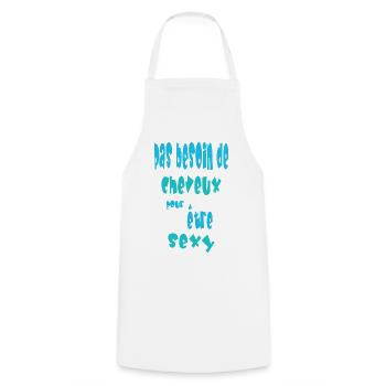 Pas besoin de cheveux pour être sexy - Tablier de cuisine - blanc - Devant - AI Model Male 185 dark (185cm)