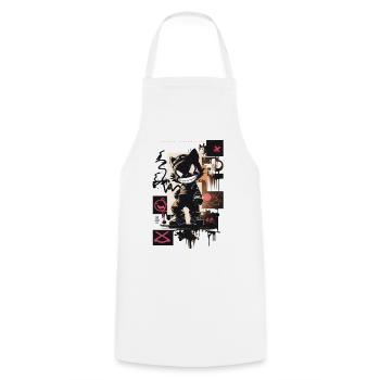 Cat Graffiti Design by ART8NS Art ON Streetwear - Kochschürze - Weiß - Vorne - AI Model Male 185 dark (185cm)