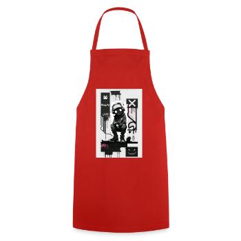 Robot Graffiti Design par ART8NS Art ON Streetwear - Tablier de cuisine - rouge - Devant - AI Model Male 185 dark (185cm)