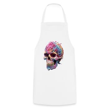Trippy Skull Skull 3D Punk Pop coloré - Tablier de cuisine - blanc - Devant - AI Model Male 185 dark (185cm)
