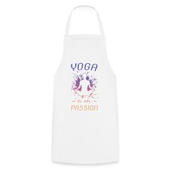 Yoga - Kochschürze - Weiß - Vorne - AI Model Male 185 dark (185cm)