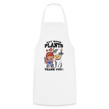 Eat more plants - Cooking Apron - white - Front - AI Model Male 185 dark (185cm)