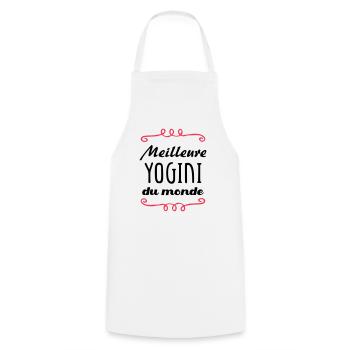 Meilleure Yogini du monde / Yoga - Tablier de cuisine - blanc - Devant - AI Model Male 185 dark (185cm)