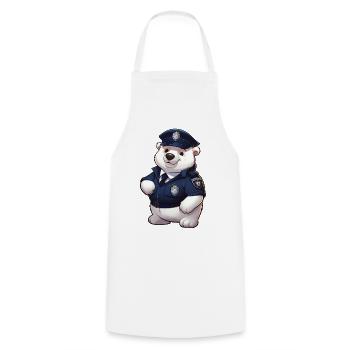 Police Polar Bear - Cooking Apron - white - Front - AI Model Male 185 dark (185cm)