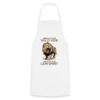 lion, lion head, strong, wild, pride, brave, royal, - Cooking Apron - white - Front - AI Model Male 185 dark (185cm)
