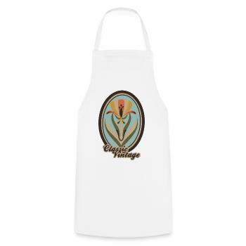 Classic Vintage – Art Nouveau Floral - Cooking Apron - white - Front - AI Model Male 185 dark (185cm)