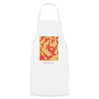 Fly High Bird - Graphique abstrait d’oiseau en mouvement - Tablier de cuisine - blanc - Devant - AI Model Male 185 dark (185cm)