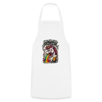 Licorne Rebelle : Arc-en-ciel goût bière-cigarette - Tablier de cuisine - blanc - Devant - AI Model Male 185 dark (185cm)