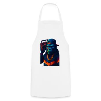 WPAP Style Animals - Gorilla Hip Hop Outfit Boombox - Tablier de cuisine - blanc - Devant - AI Model Male 185 dark (185cm)