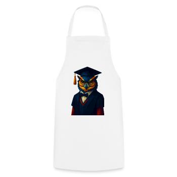 WPAP Style Animal - Owl in Professor Outfit Bow Tie - Cooking Apron - white - Front - AI Model Male 185 dark (185cm)
