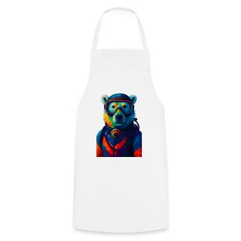 WPAP Style Animals - Polar Bear in Diving Suit Breathing Apparatus - Cooking Apron - white - Front - AI Model Male 185 dark (185cm)