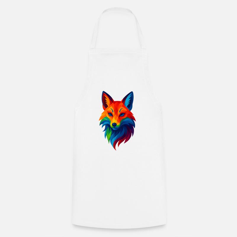 WPAP Stil Tiere - Kitsune Fuchsgeist - Kochschürze - Weiß
