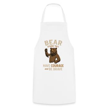 Bear motto for the brave - Cooking Apron - white - Front - AI Model Male 185 dark (185cm)