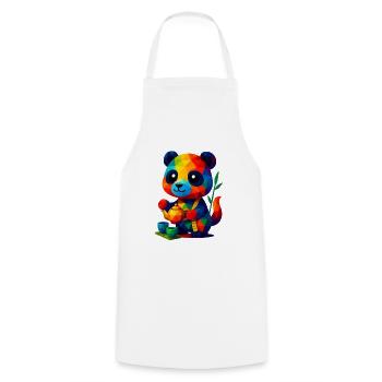 WPAP Polygon Kawaii Style Animals Baby Panda Teacup - Cooking Apron - white - Front - AI Model Male 185 dark (185cm)