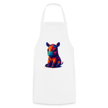 WPAP Polygon Kawaii Style Baby Rhino - Cooking Apron - white - Front - AI Model Male 185 dark (185cm)