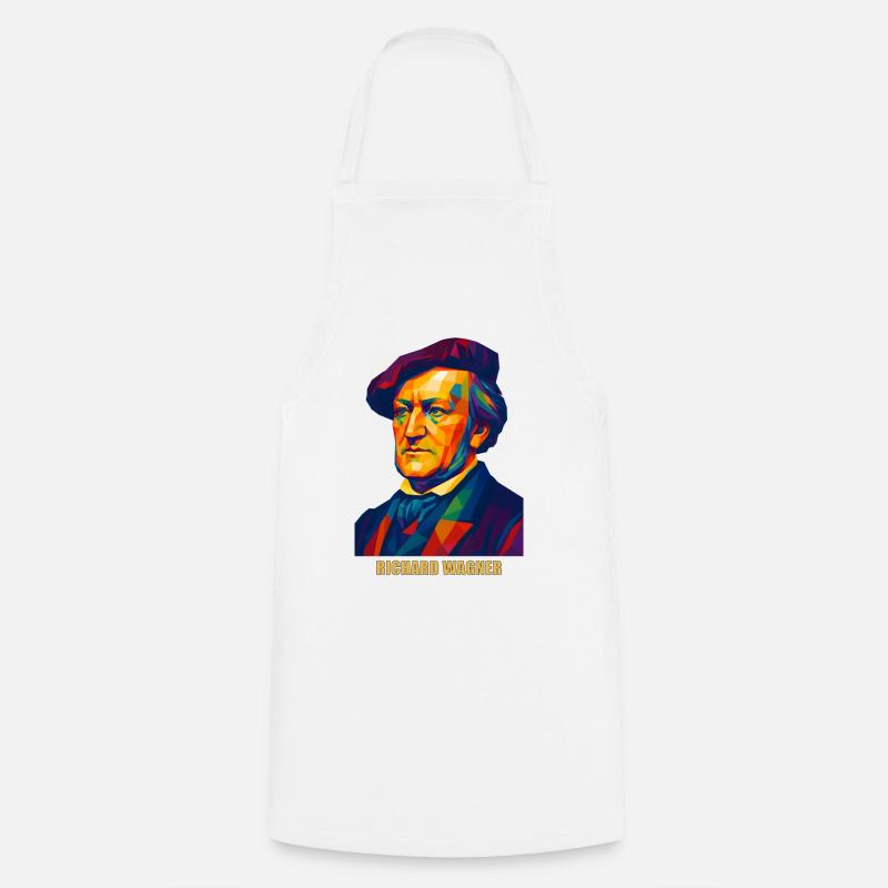 WPAP Polygon Portrait Richard Wagner Composer - Cooking Apron - white