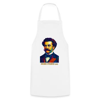 Portrait polygonal WPAP Johann Strauss (fils) - Tablier de cuisine - blanc - Devant - AI Model Male 185 dark (185cm)