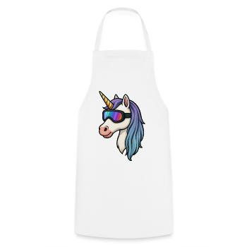 Unicorn with cool ski goggles - Cooking Apron - white - Front - AI Model Male 185 dark (185cm)