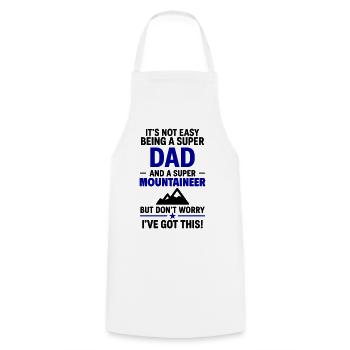 Heart + Mountaineering – Super Papa Mountaineer - Cooking Apron - white - Front - AI Model Male 185 dark (185cm)