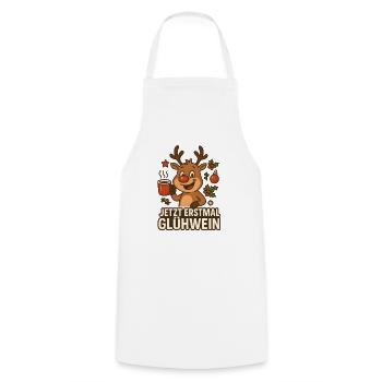 Renne au vin chaud de Noël - Tablier de cuisine - blanc - Devant - AI Model Male 185 dark (185cm)