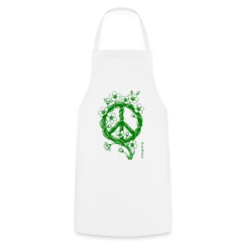 Symbole de la Paix en Fleurs - Tablier de cuisine - blanc - Devant - AI Model Male 185 dark (185cm)