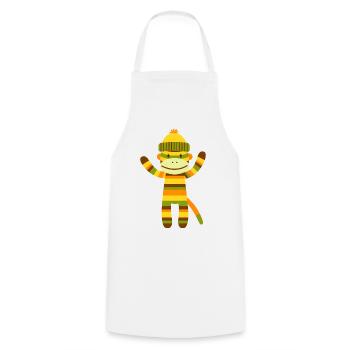Funny Sock Monkey Colorful Striped Monkey Kids - Cooking Apron - white - Front - AI Model Male 185 dark (185cm)