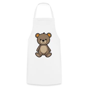Kuschelbär Illustration Samtbraun - Kochschürze - Weiß - Vorne - AI Model Male 185 dark (185cm)