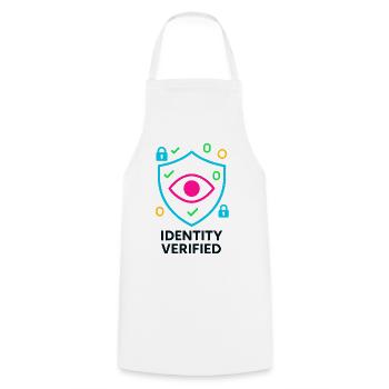 Identité vérifiée, bouclier cyber inviolable  - Tablier de cuisine - blanc - Devant - AI Model Male 185 dark (185cm)