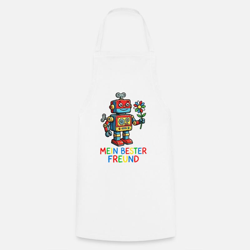 Ami robot coloré avec une fleur - Tablier de cuisine - blanc