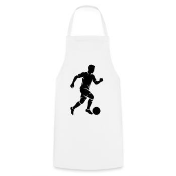 Soccer Player Silhouette Soccer - Cooking Apron - white - Front - AI Model Male 185 dark (185cm)