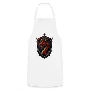 Dragon Crest Fire Heart - Cooking Apron - white - Front - AI Model Male 185 dark (185cm)