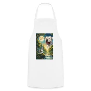 Hurlant à la Lune American Bulldog - Tablier de cuisine - blanc - Devant - AI Model Male 185 dark (185cm)