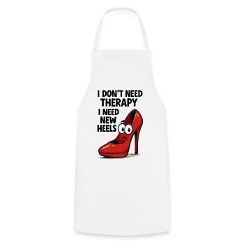 High Heels Therapy Cartoon: Comic Schuhe mit Spruc - Kochschürze - Weiß - Vorne - AI Model Male 185 dark (185cm)