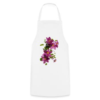 Clématites violettes – Illustration florale - Tablier de cuisine - blanc - Devant - AI Model Male 185 dark (185cm)