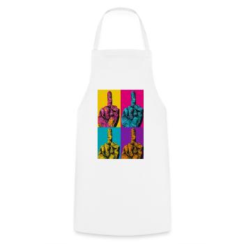 Pop Art Hand Four-Colored Finger - Cooking Apron - white - Front - AI Model Male 185 dark (185cm)